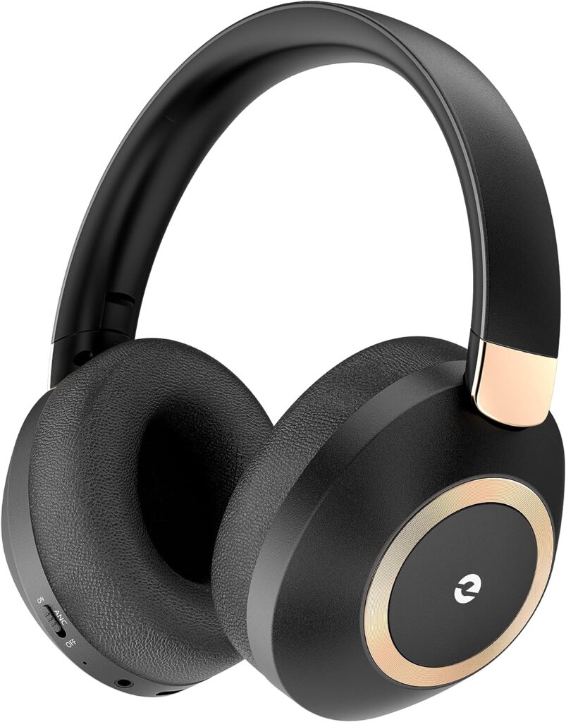Active Noise Cancelling Headphones, 100H Playtime Headphones Wireless Bluetooth, Bluetooth Headphones with Microphone, Over- Ear Wireless Headphones with Deep Bass,Fast Charging for Travel,Office,Home
