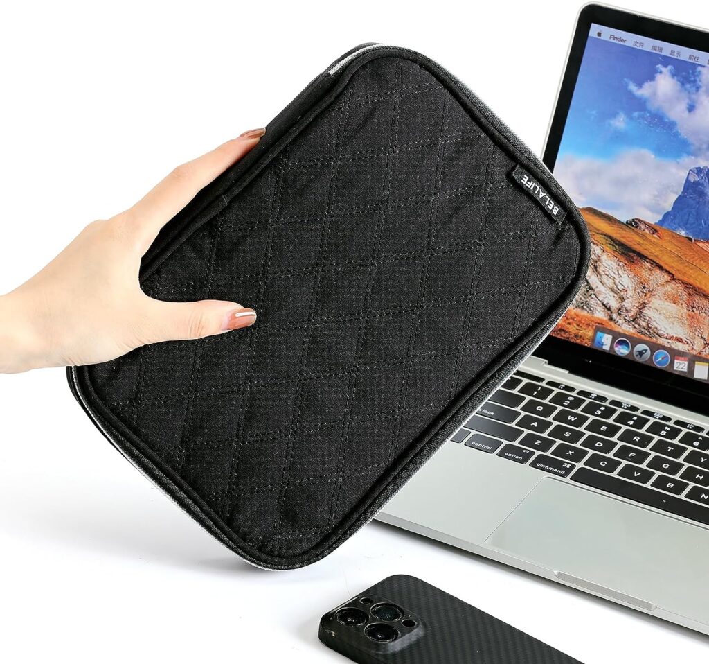 BELALIFE Electronic Organizer, Portable Travel Cable Organizer Bag, Tech Storage Bag for Cord, Charger, Phone, Earphone, Hard Drive, USB, SD Card and Electronic Accessories, Black