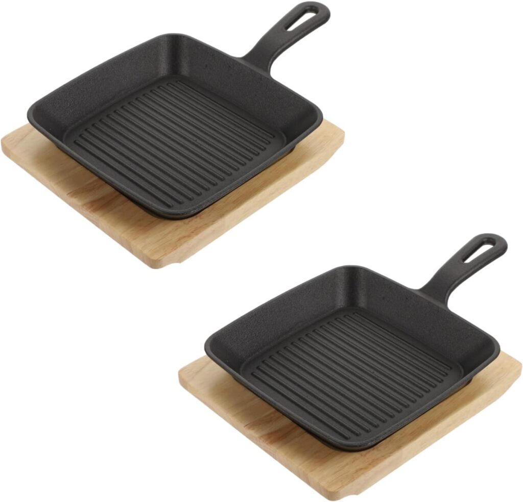 DOITOOL 2 Set Teppanyaki Plate Camping Griddle Pancake Griddle Grill Accessories for Outdoor Grill Flat Grilling Pans Breakfast Skillet Breakfast Frying Pan Household Pans Kitchen Gadgets