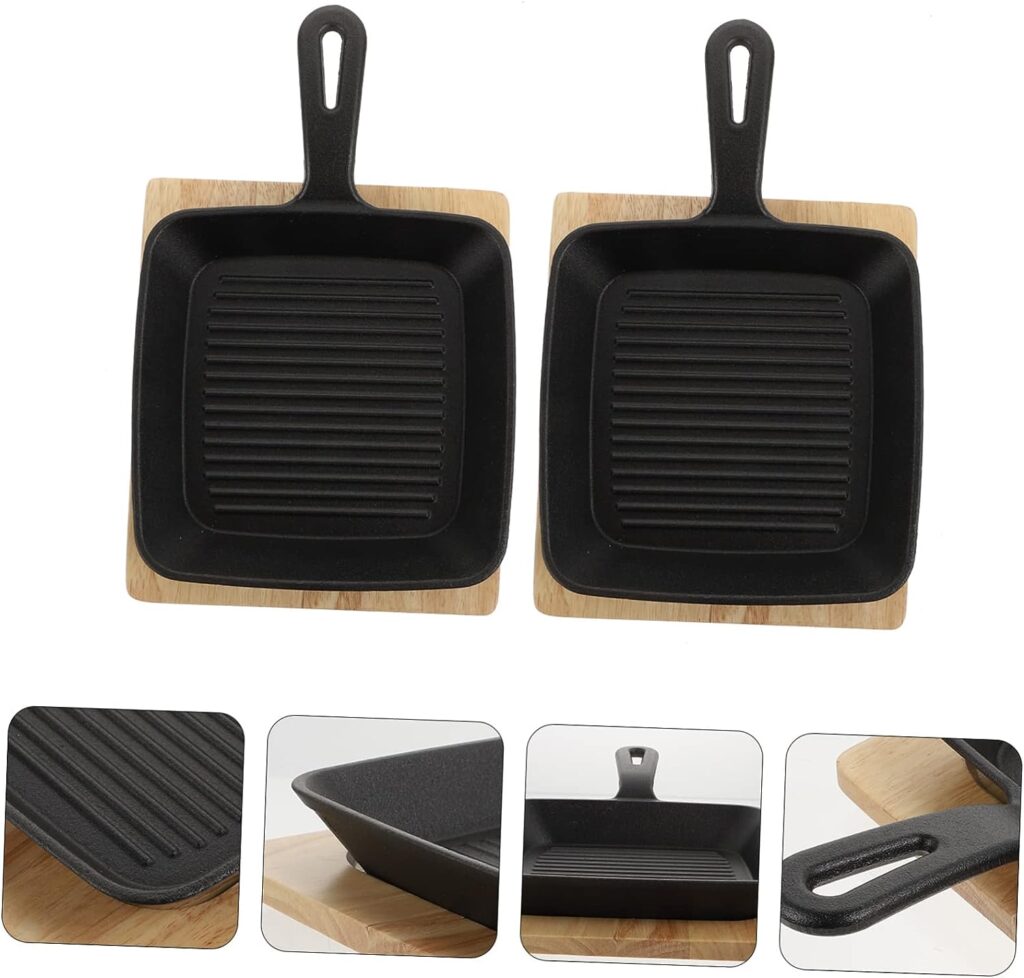 DOITOOL 2 Set Teppanyaki Plate Camping Griddle Pancake Griddle Grill Accessories for Outdoor Grill Flat Grilling Pans Breakfast Skillet Breakfast Frying Pan Household Pans Kitchen Gadgets