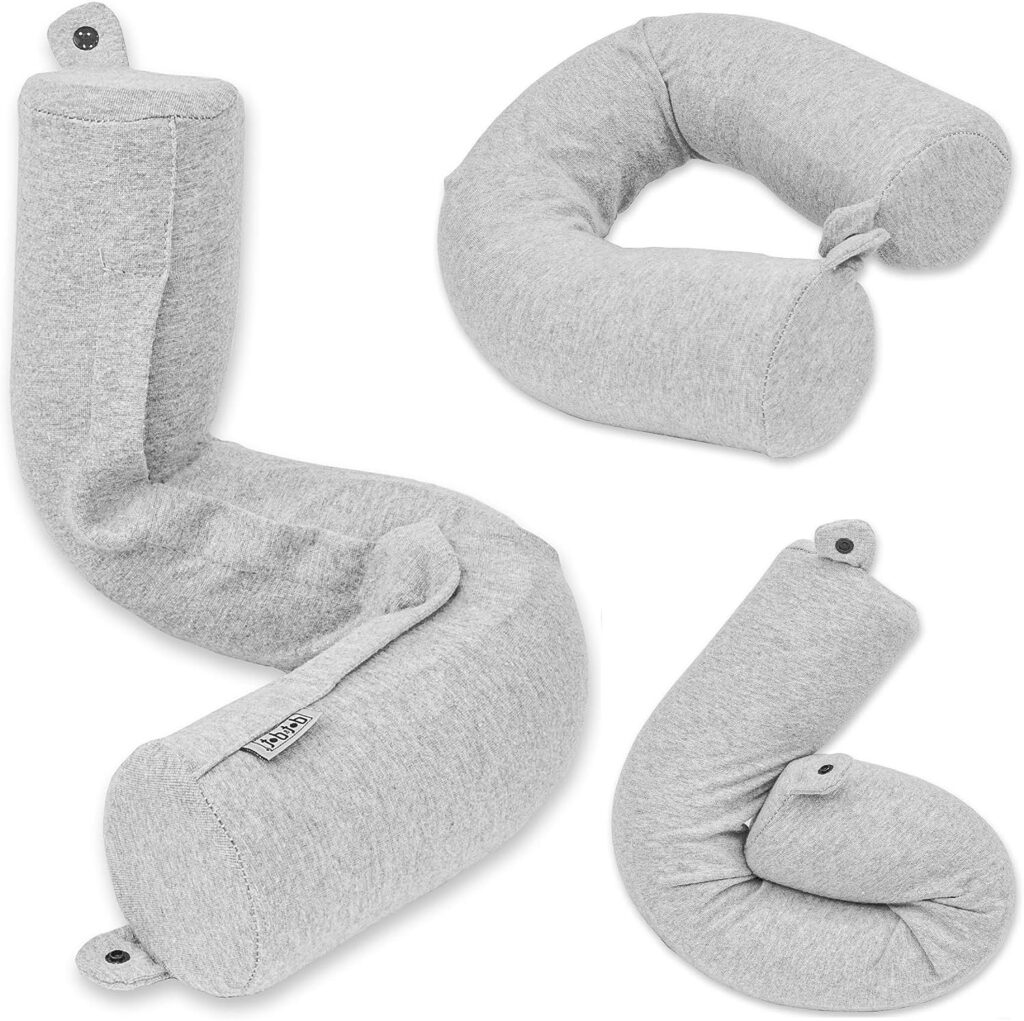 DotDot Twist Memory Foam Travel Pillow for Neck, Chin, Lumbar and Leg Support - Neck Pillows for Sleeping Travel Airplane for Side, Stomach and Back Sleepers - Adjustable, Bendable Roll Pillow
