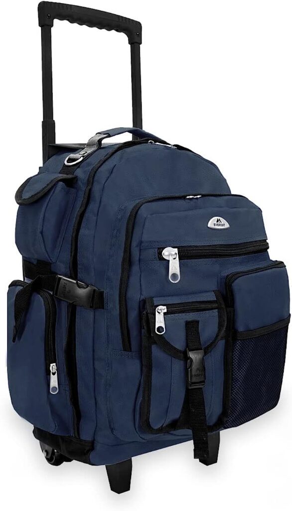 Everest Deluxe Wheeled Backpack, Navy, One Size