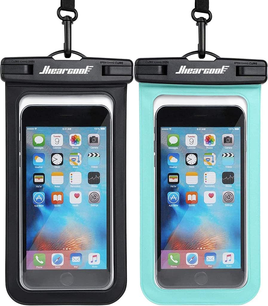 Hiearcool Waterproof Phone Pouch, Waterproof Phone Case for iPhone 14 13 12 11 Pro Max XS Plus Samsung Galaxy With Case Friendly, IPX8 Cellphone Dry Bag Beach Essentials for Cruise Travel -2 Pack-8.3