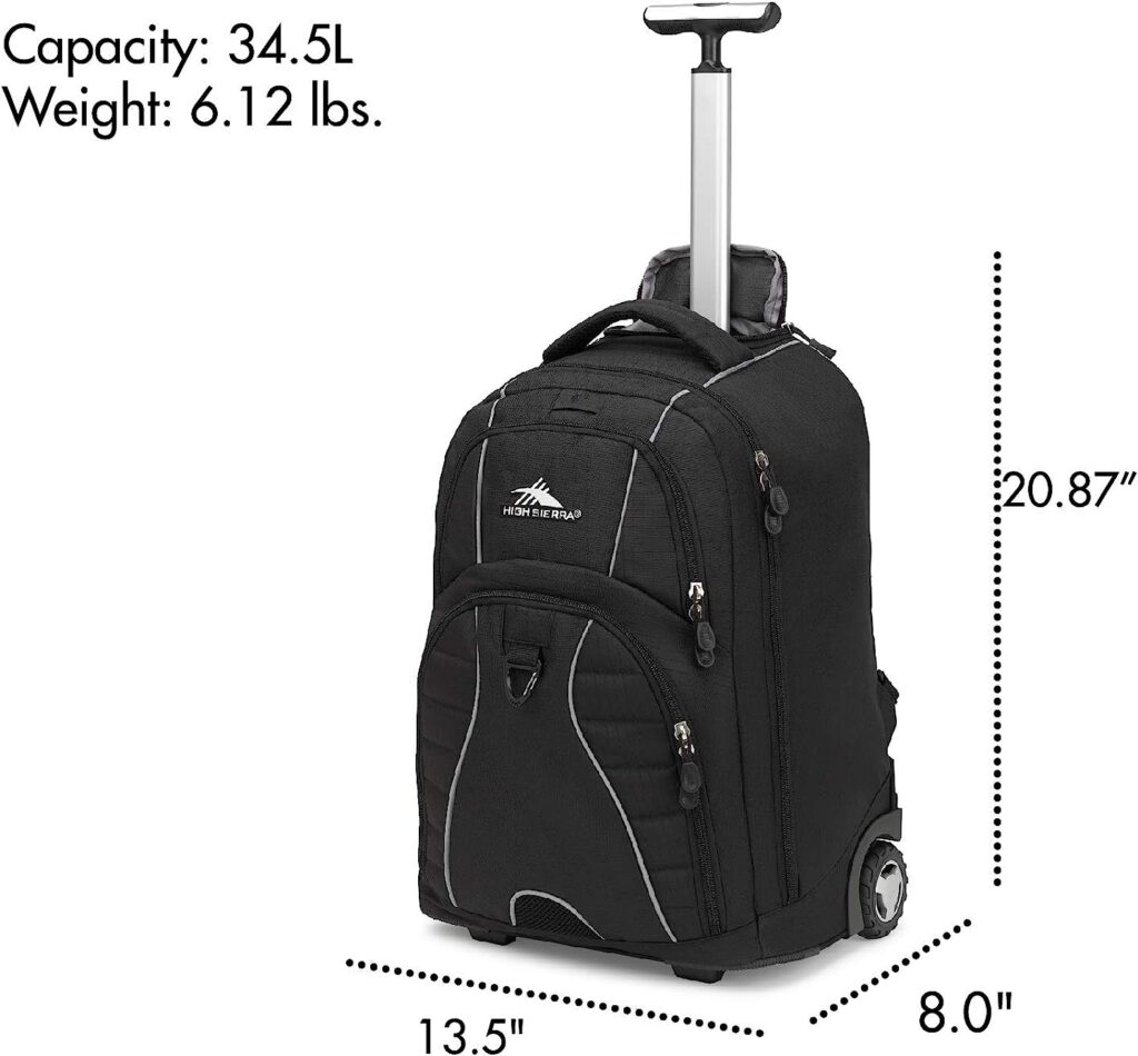 High Sierra Freewheel Wheeled Laptop Backpack, Black, One Size