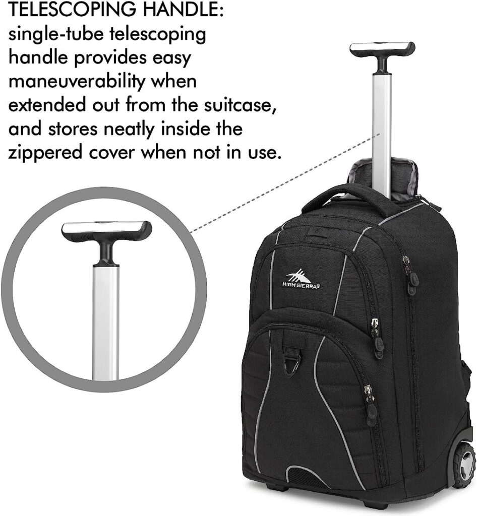 High Sierra Freewheel Wheeled Laptop Backpack, Black, One Size