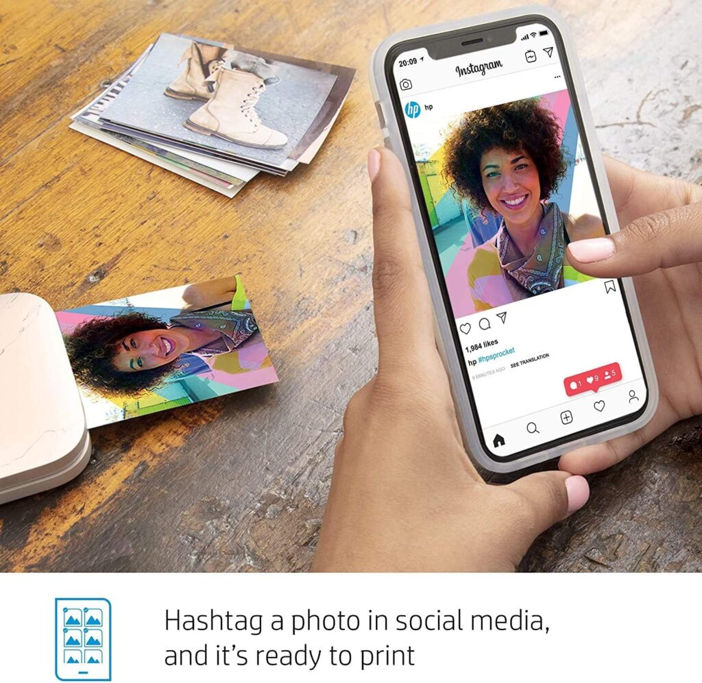 HP Sprocket Select Portable 2.3x3.4 Instant Photo Printer (Eclipse) Print Pictures on Zink Sticky-Backed Paper from your iOS  Android Device.