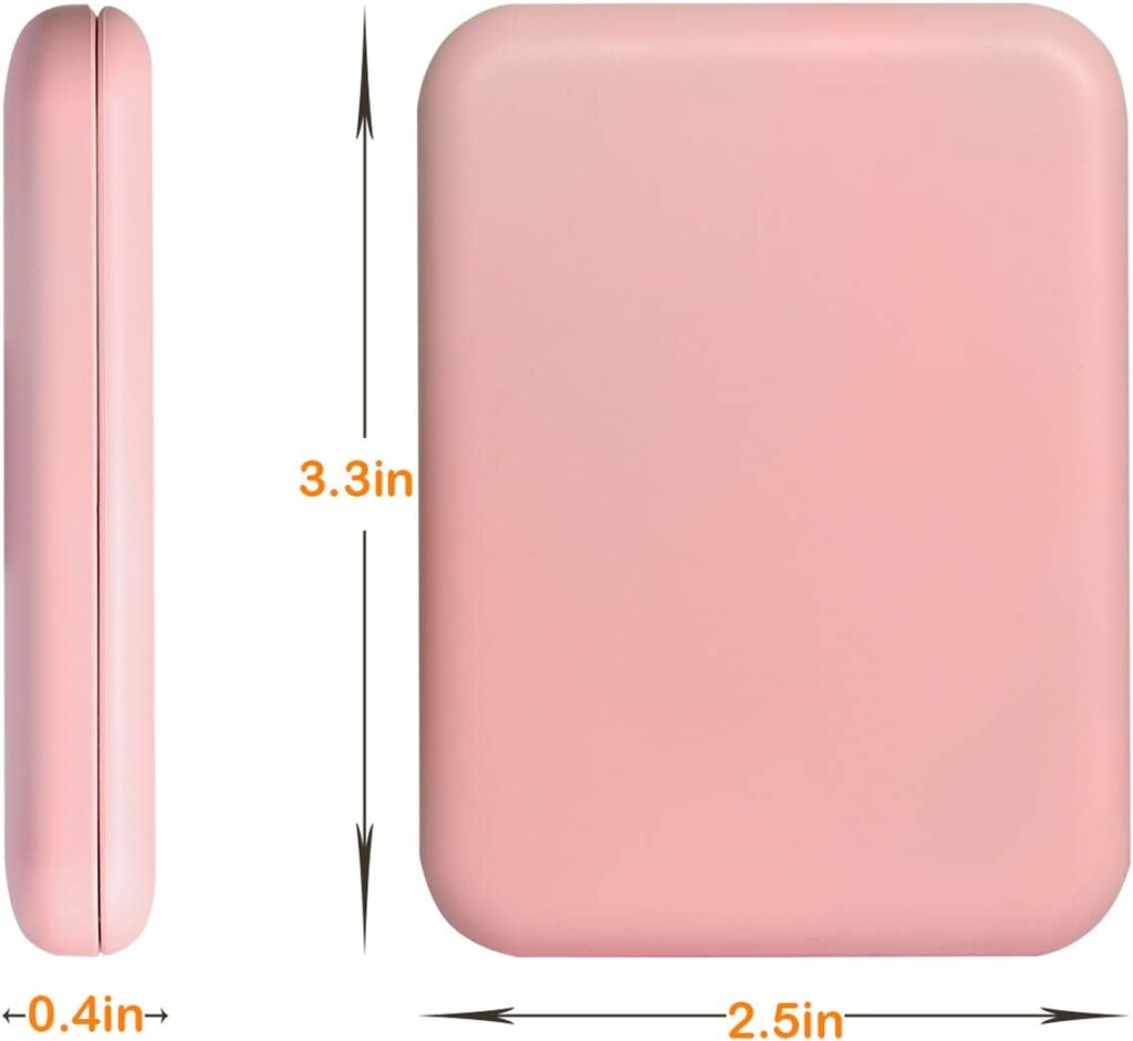 Kintion Pocket Mirror, 1X/3X Magnification LED Compact Travel Makeup Mirror, Compact Mirror with Light, Purse Mirror, 2-Sided, Portable, Folding, Handheld, Small Lighted Compact Mirror for Gift, Pink