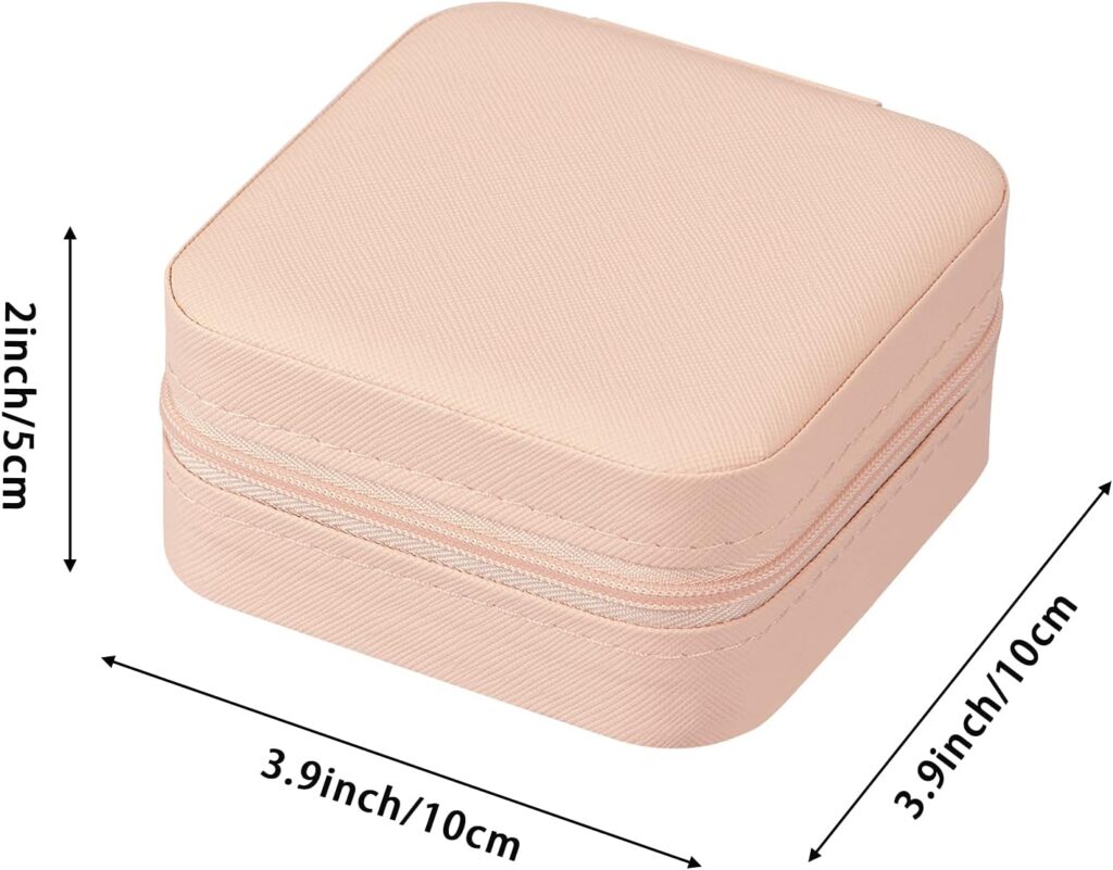 LETURE PU Leather Small Jewelry Box, Travel Portable Jewelry Case for Ring, Pendant, Earring, Necklace, Bracelet Organizer Storage Holder Boxes (Pink)