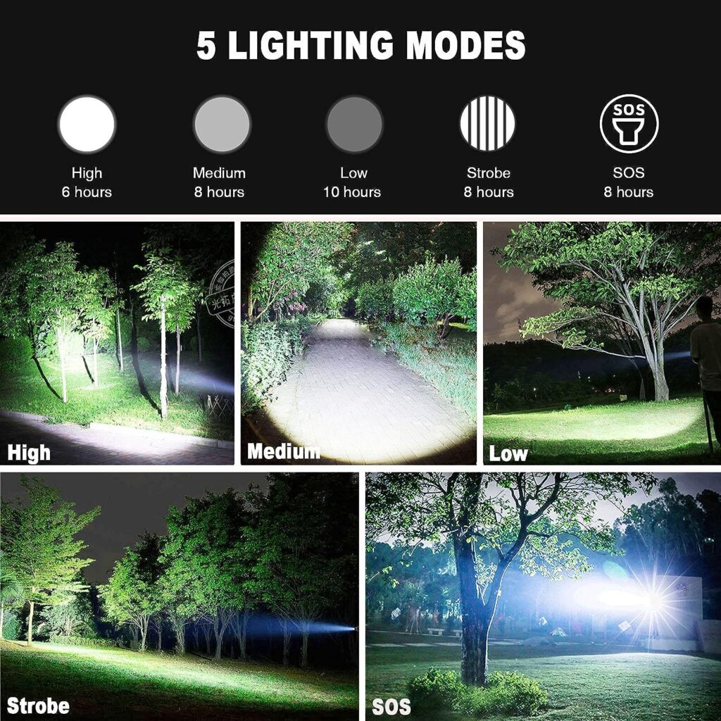 Lylting USB Rechargeable Led Flashlight, 100000 Lumens Super Bright Flashlights High Lumens, 5 Modes, IPX6 Waterproof, Tactical Flash Light for Emergencies Camping