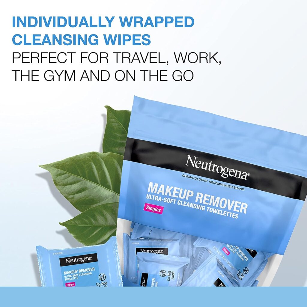 Neutrogena Makeup Remover Wipes Singles, Daily Facial Cleanser Towelettes, Gently Removes Oil  Makeup, Alcohol-Free Makeup Wipes, Individually Wrapped, 20 ct