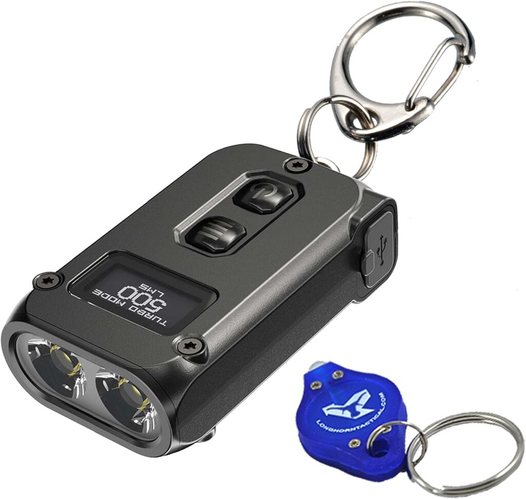 Nitecore TINI 2 Keychain Flashlight, Black 500 Lumen USB-C Rechargeable with LumenTac Keychain Light