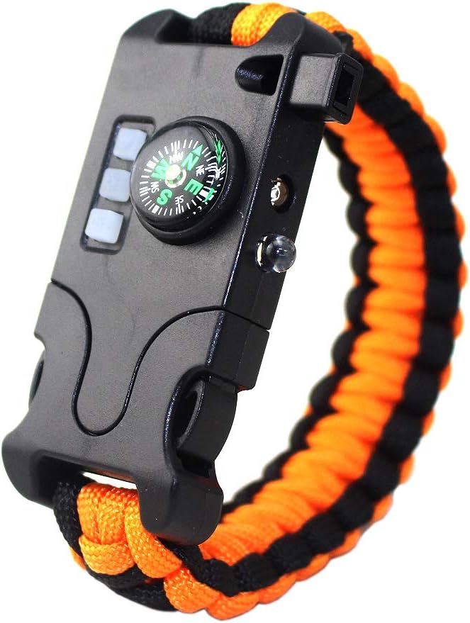 Rechargeable All in 1 Paracord Bracelet, 2019 New 7 String Woven Sports Survival Parachute Cord Wristband Gear Kit with Emergency First Aid Multi-Tool Accessories for Outdoor Wilderness Adventure