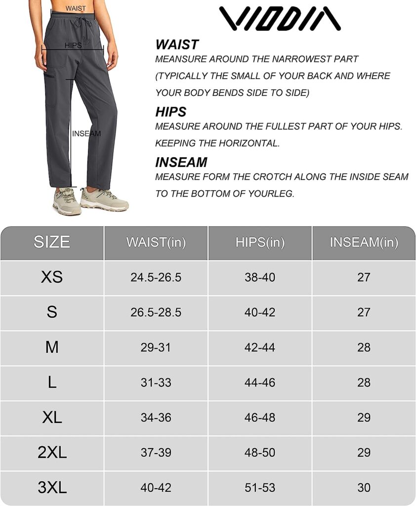 Viodia Womens Hiking Cargo Pants with Pockets Quick Dry UPF50+ Water-Resistant Pants for Women Golf Travel Climbing Pants