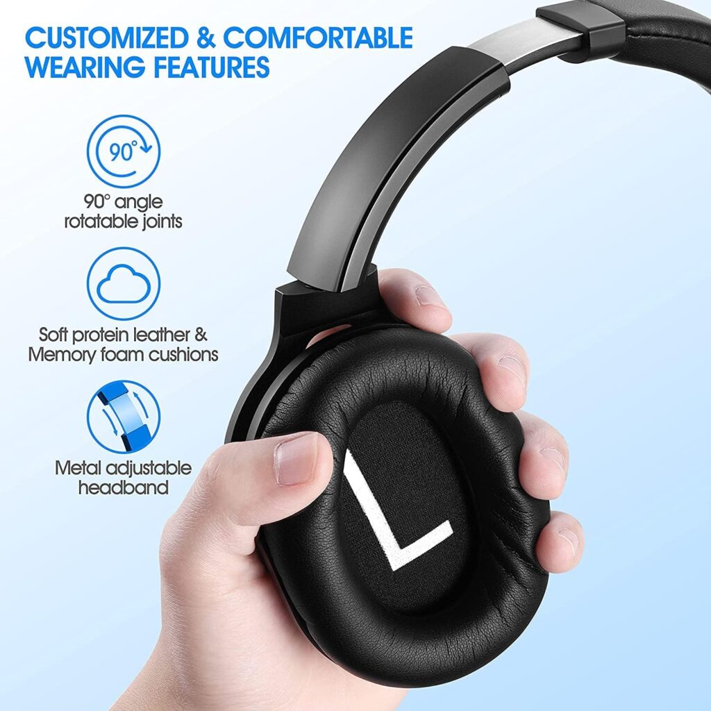 ZIHNIC Active Noise Cancelling Headphones, 40H Playtime Wireless Bluetooth Headset with Deep Bass Hi-Fi Stereo Sound,Comfortable Earpads for Travel/Home/Office (Black)