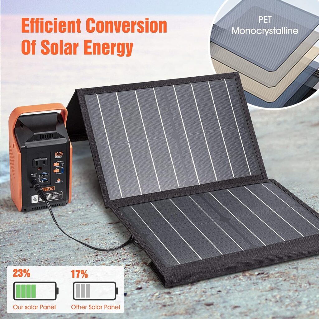30W Solar Panel, Takki Foldable Solar Panel Battery Charger Kit with USB DC Type-C Ports for Phones Laptop Portable Power Station Generator Camping Tent Home Off-Grid RV Outdoor, 10 Connectors