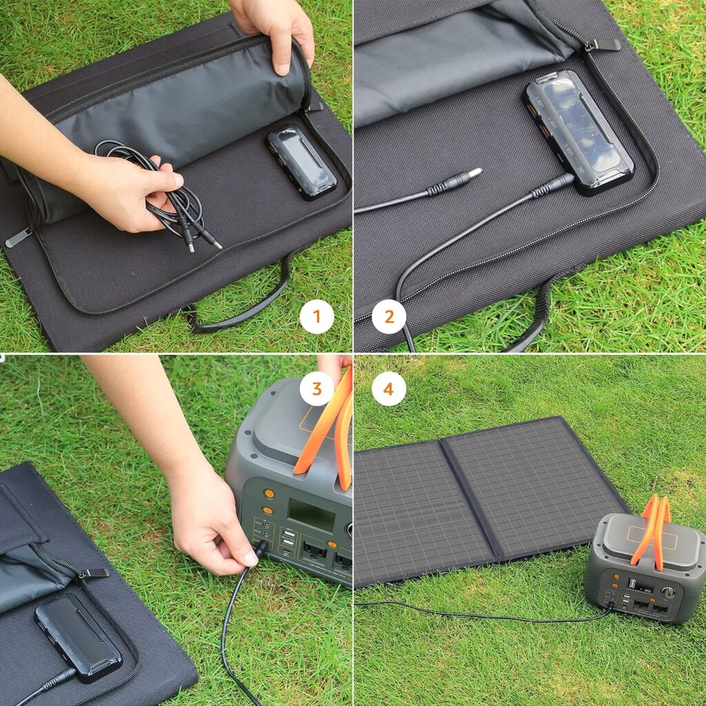 60W Foldable Solar Panel with 10 Connectors for Solar Generator, Portable Solar Panel for Outdoor Camping, RV Travel