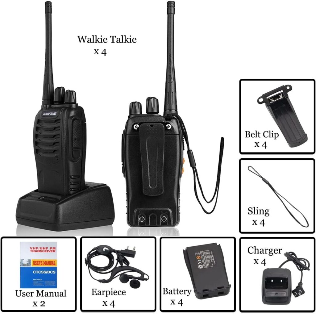 Baofeng Walkie Talkies bf-888s for Adults Handheld Two-Way Radios Long Range UHF Communicator Rechargeable Interphone Professional 4 Pack Walky Talky Set with Earpiece,Li-ion Battery and Charger