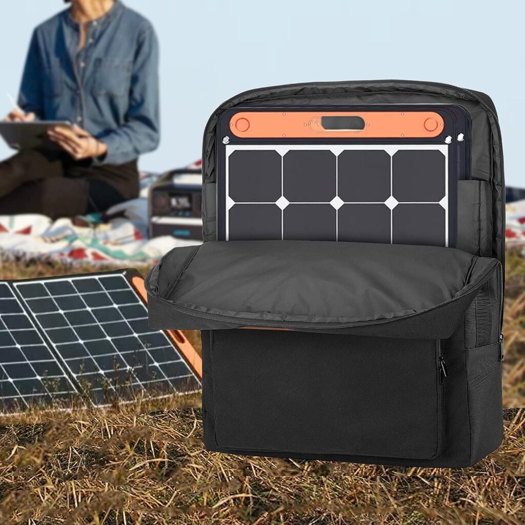HODRANT Solar Panel Storage Bag Compatible with Jackery SolarSaga 100W 100X 200W, Padded Travel Carrying Case for 2 Battery Panels, Double-Layer Solar Panel Carrier with Shoulder Strap, Patent Design