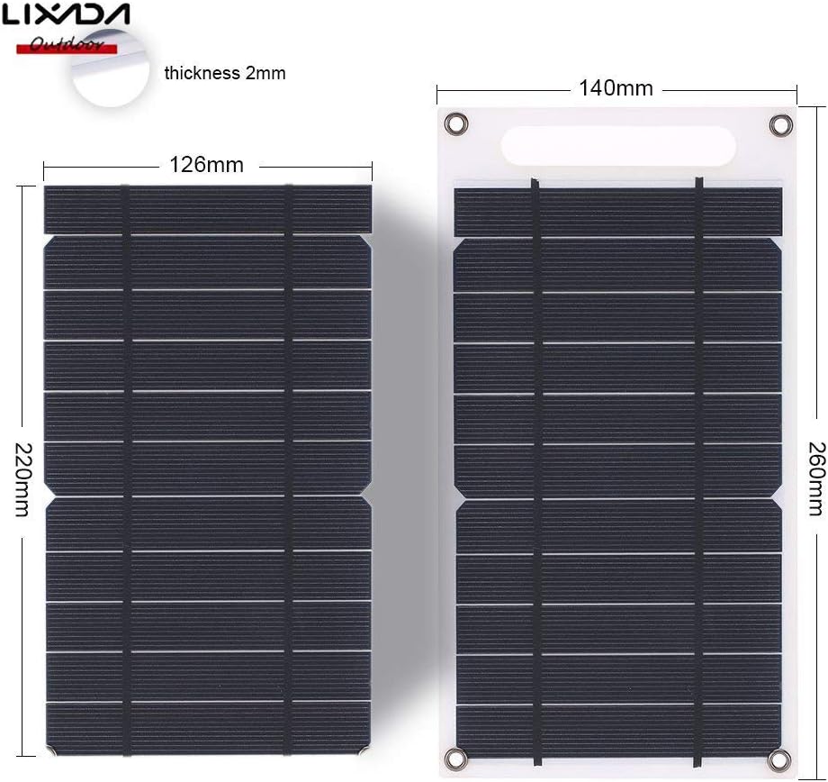 Lixada Solar Panel Charger USB Port Portable High Power Paper Shaped Monocrystalline Silicon for Cell Phone Camping Hiking Travel : Patio, Lawn  Garden