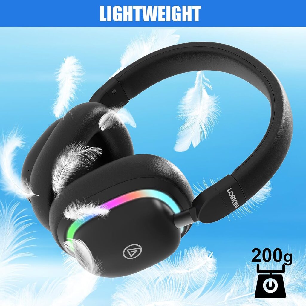 LOBKIN Bluetooth 5.3 Headphones Over-Ear - Lightweight Wireless Foldable Headset Built-in Microphone with Wireless and Wired Stereo Gaming Headphone Deep Bass for Adult Girls Boys