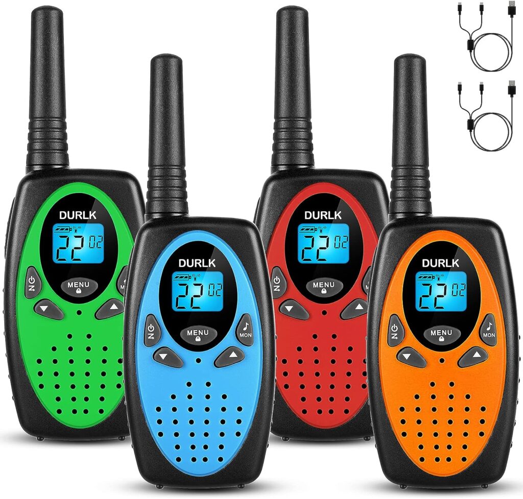 Walkie Talkies Long Range 4 Pack, Rechargeable Walkie Talkies for Adults Built-in 1200mAh Li-ion Batteries, USB-C Charging,VOX, 2 Way Radios 22 FRS Channels for Camping Hiking Cruise Ships