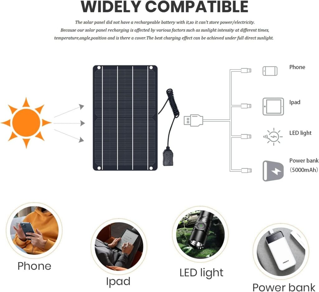 6W Solar Panel, 5V/1A Mini USB Solar Panel,IP67 Waterproof Monocrystalline Module DIY Solar Panel Kit with PET Material for Smart Phone, Small Fans Monitor Outdoor Security Camera