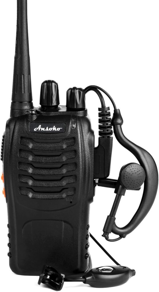 Ansoko Walkie talkies 10 Pack Long Range Rechargeable 2 Way Radio UHF 16-Channel with Earpiece Li-ion Battery and Charger (Pack of 10)