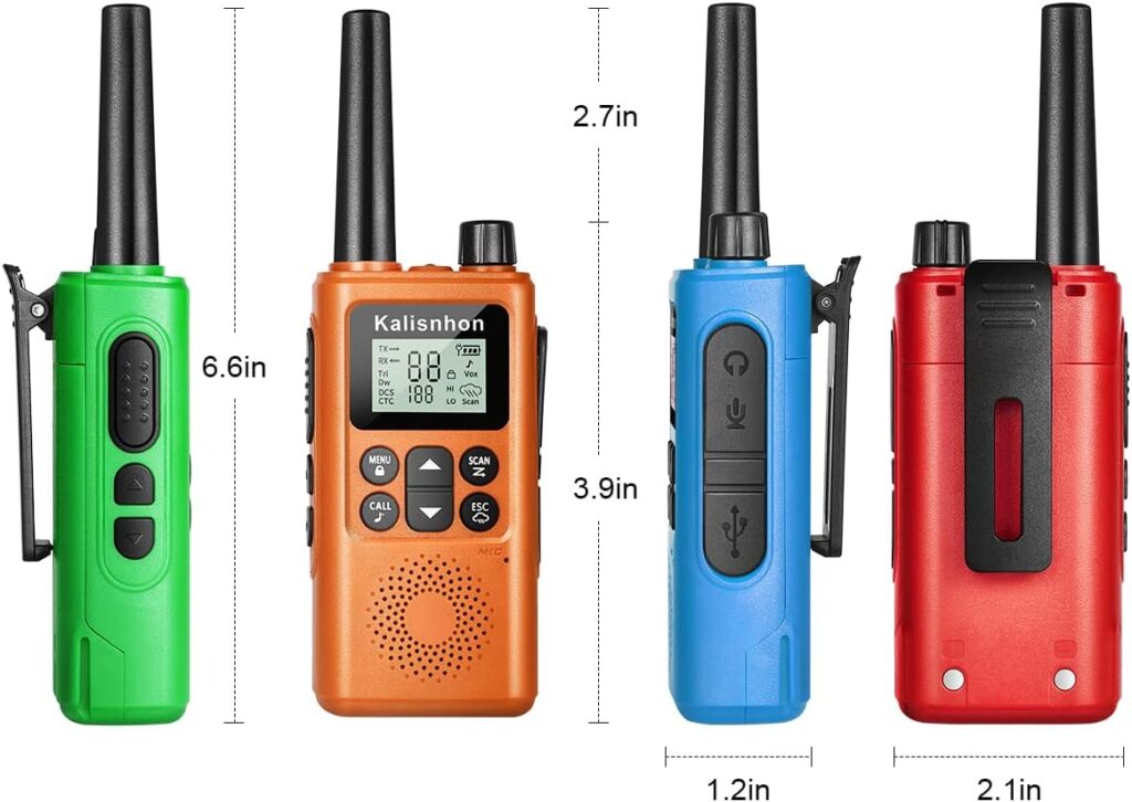 Kalisnhon walkie talkies for Adults Long Range with Headphones,Portable Two Way radios LCD VOX NOAA Rechargeable radios walkie Talkies with Flashlight Charging Dock and Li-ion Battery (4 Pack)
