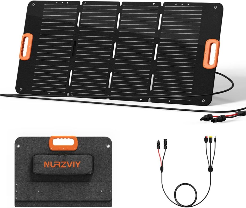NURZVIY 100 Watt Portable Solar Panel for Power Station Generator, Waterproof Foldable Solar Cell Solar Charger w/ XT60 Anderson DC Connector MC-4 High-Efficiency for Outdoor Camping Van RV Trip
