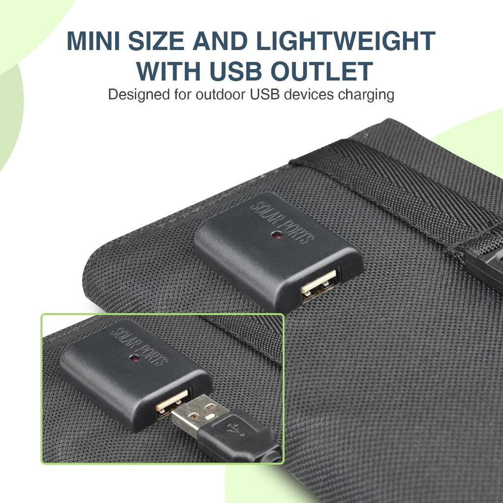 Portable Foldable Solar Panel 6W for Outdoor Charging USB Device Power Bank Earbuds Fans etc.(Not Very Suitable for Charging The Cellphone Directly)