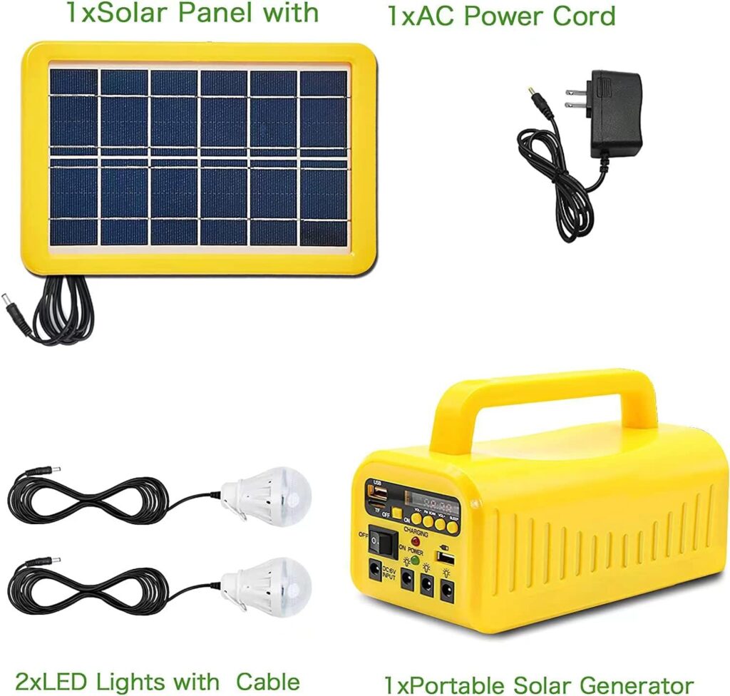 Portable Power Station - Soyond Battery Generator with Solar Generator (Solar Panel Included) 8000mAh Battery 2 LED Bulbs Fm Radio for Outdoors Camping Travel Emergency