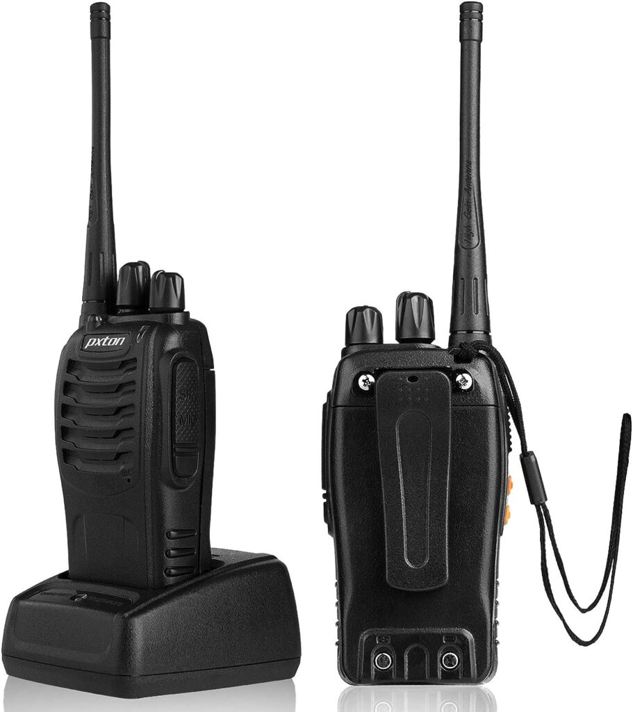 pxton Two Way Radios Long Range Walkie Talkies for Adults with Headphones,16 Channel Handheld 2 Way Radio Rechargeable with Flashlight Li-ion Battery and Charger（6 Pack）