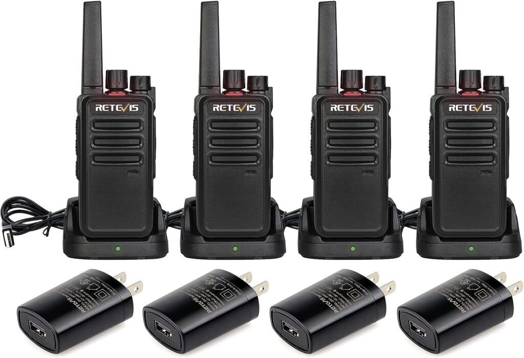 Retevis RT68 Walkie Talkies for Adults, 2 Way Radios Long Range, Hands Free, 1200mAh Battery, Portable Walkie Talkie Rechargeable with USB Charging Base, for Hunting Road Trip Hiking Family (4 Pack)
