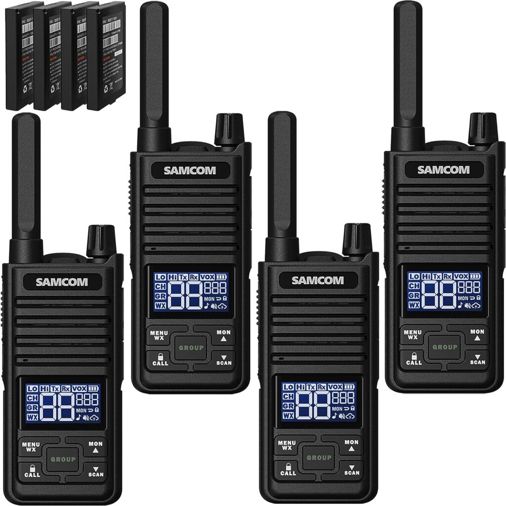 SAMCOM GMRS Radios Long Range Walkie Talkies for Adults, 30 Channels GMRS Two Way Radios Handheld, Upgrade T2 2-Way Radios USB-C Rechargeable, NOAA Weather Alert  Group Call for Camping Hiking, 4 Pcs